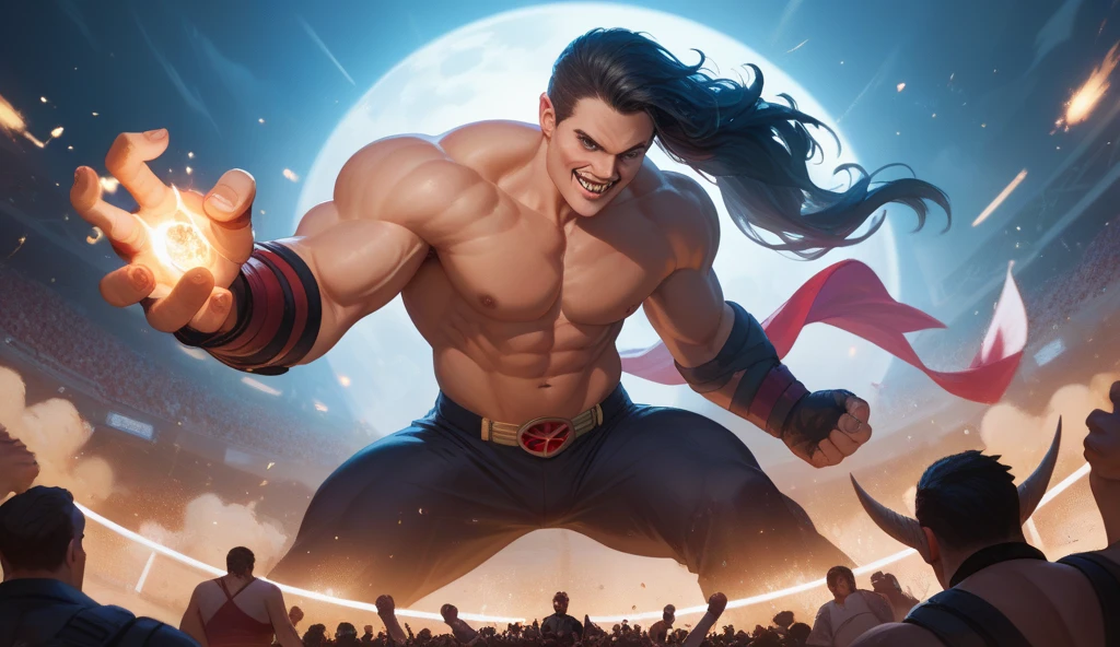 cinematic lighting, epic dramatic poses, amazing superhero action, muscular male figure with chiseled features, gorgeous female figure with flowing hair, intense passionate embrace, high energy dynamic movement, dramatic shadows and highlights, vibrant vivid colors, highly detailed realistic rendering, masterpiece, (best quality, 8k, photorealistic, hyper detailed, cinematic composition, dramatic lighting, intense emotion)