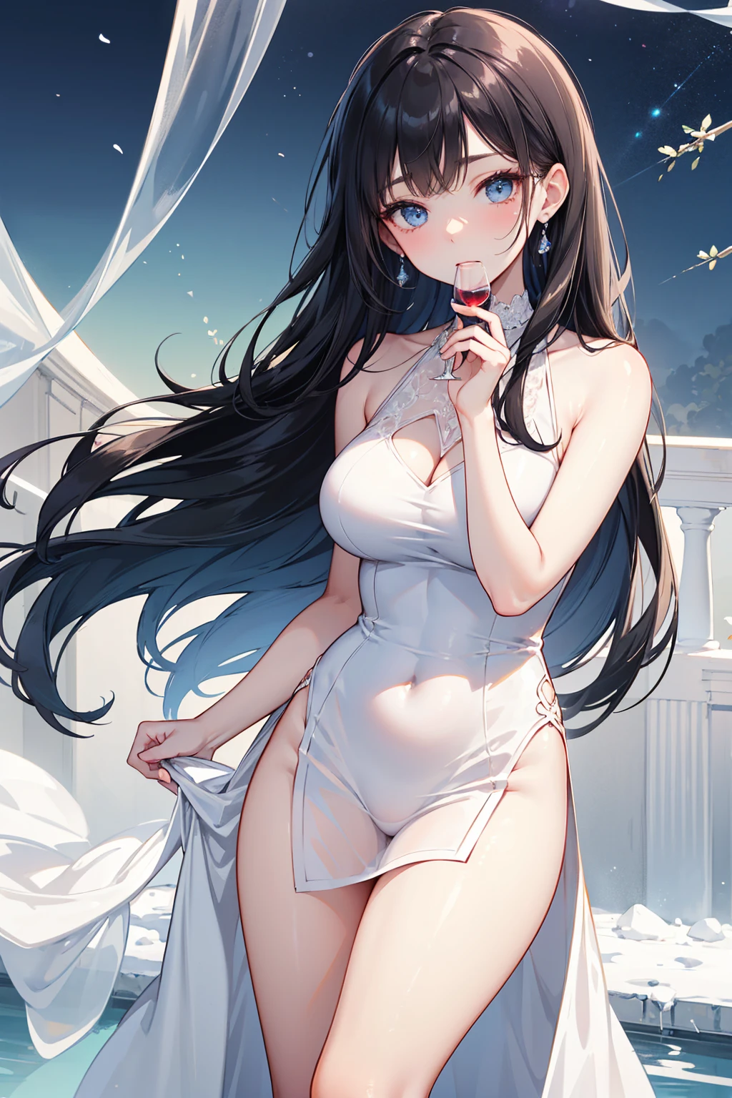 (ultra detailed,ultra high res,detailed background),((2D)),((flat color)),((colorful)),((floating colorful water)),1girl,solo,looking at viewer,BREAK