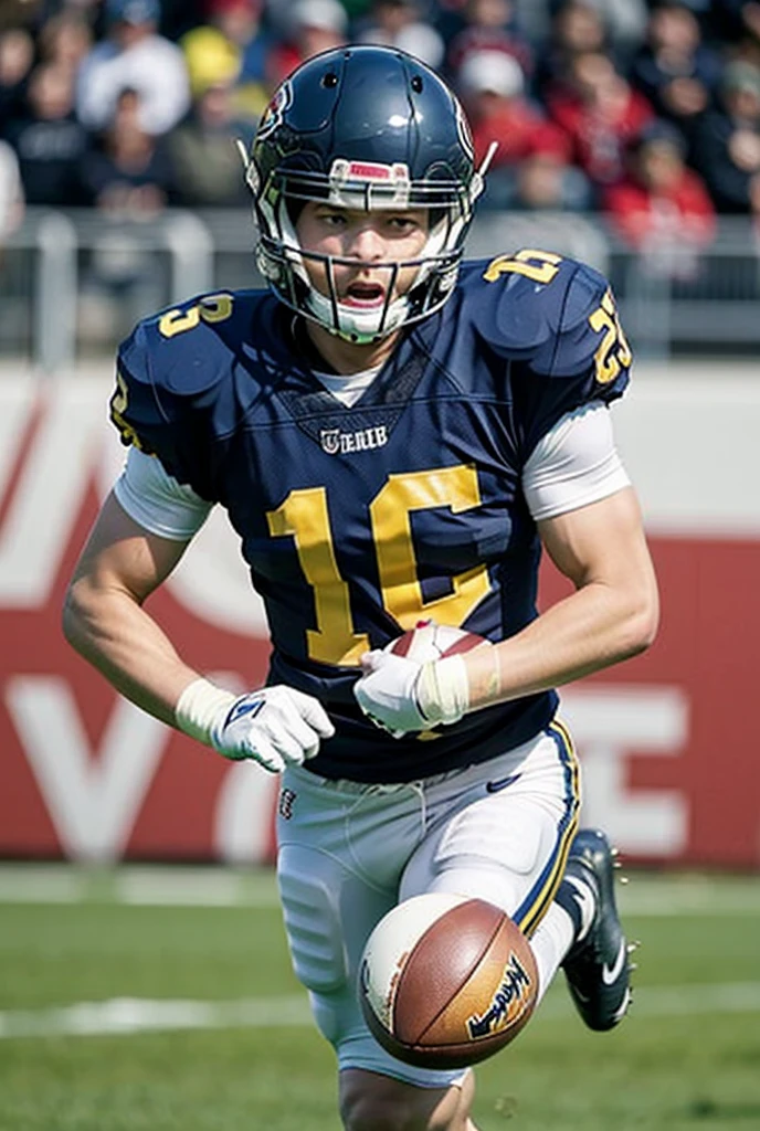 Dark blue and orange football sports uniform

