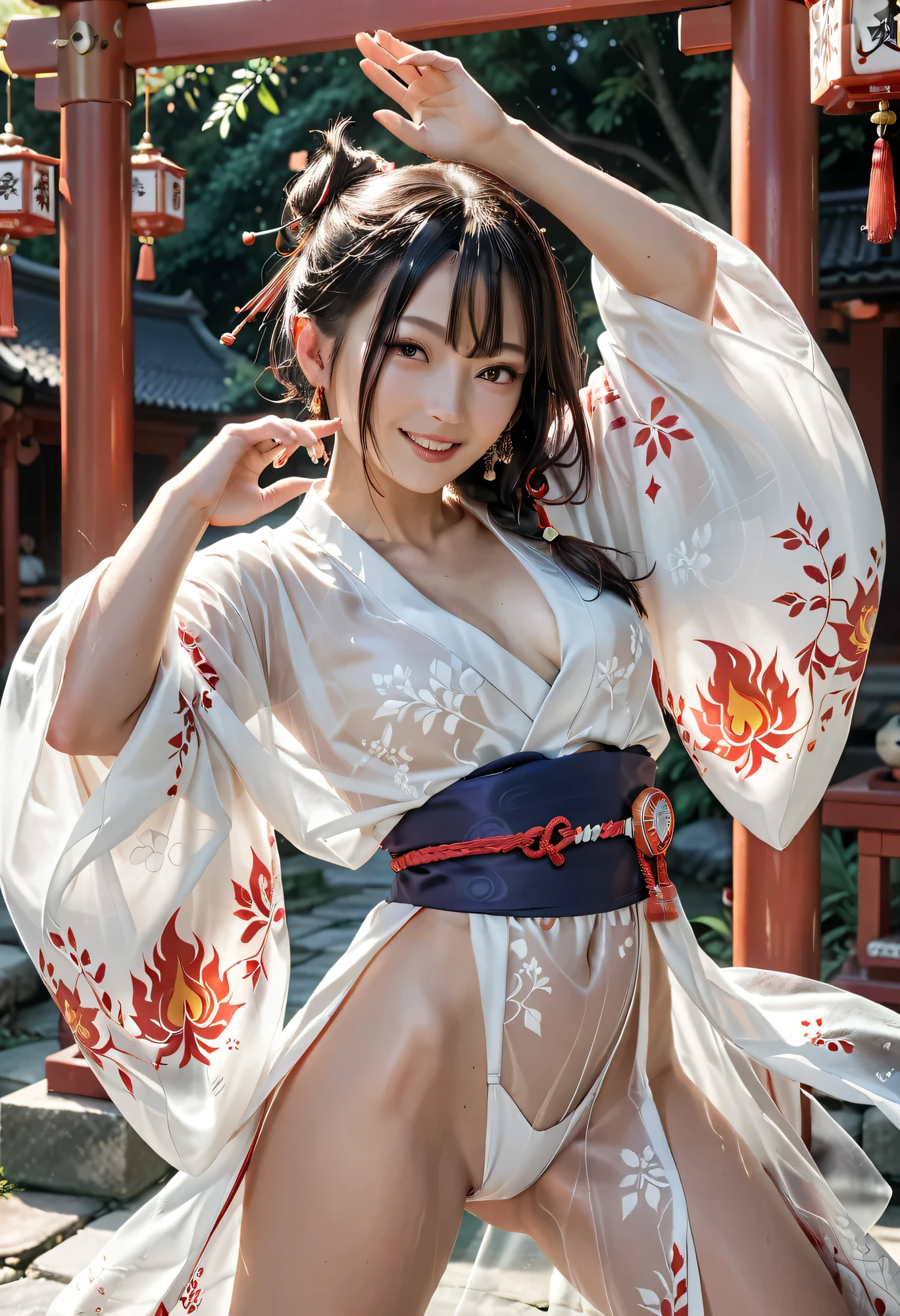 top-quality,masterpiece,illustratio, extremely delicate and beautiful, extremely details CG,Unity,8k wallpaper, astonishing、finely detail, masterpiece,top-quality,Official art,the Extremely Detailed CG Unity 8K Wallpapers,absurderes, unbelievable Ridiculous, huge filesize, ultra-detailliert, hight resolution, ighly detailed,a beautiful detailed girl, extremely detailed eye and face, beatiful detailed eyes,Facial light,(Hanfu:1.1),1girl in, full body Esbian,full body Esbian、In a beautiful pavilion、Girl with black hair, Spread the legs so that they are visible、White skirt and white knee-length stockings、I was looking at the blue sky and the white clouds in the sky a little。A breeze blew through her hair。Water splashed from the waterfall behind her wet her skirt。The sun shines on her、She smiled、Wet vagina、s ass、Muscle growth