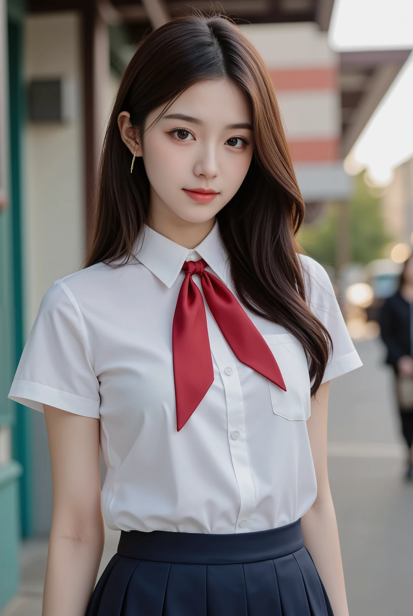 masterpiece, best quality, best quality, 1 Girl, Solitary, Looking at the audience, , Tezuka Rin, (Armless amputee:1.2), Brown hair, collar, collared shirt, (Amputees of both legs:1.2), Green Eyes, Katawa Shoujo, Red tie, shirt, short hair, Solitary, white shirt, Lozhkin, Grin, Precise teeth,There is a gap