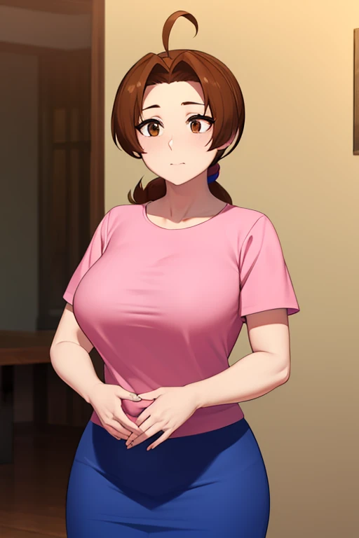 ((best quality)), ((masterpiece)), (detailed), perfect faceochakouraraka, ochako uraraka, (uraraka ochako:1.5), (brown eyes:1.5), brown hair, short hair, bobbed hair, blush, blush stickers, full body, smile, standing, large eyes, large bangs on face,
BREAK ( dark pink T-shirt :1.5), dark blue jeans,
BREAK outdoors, nature,
BREAK pink heels,
BREAK looking at viewer, cowboy shot,
BREAK (masterpiece:1.2), best quality, high resolution, unity 8k wallpaper, (illustration:0.8), (beautiful detailed eyes:1.6), extremely detailed face, perfect lighting, extremely detailed CG, (perfect hands, perfect anatomy),