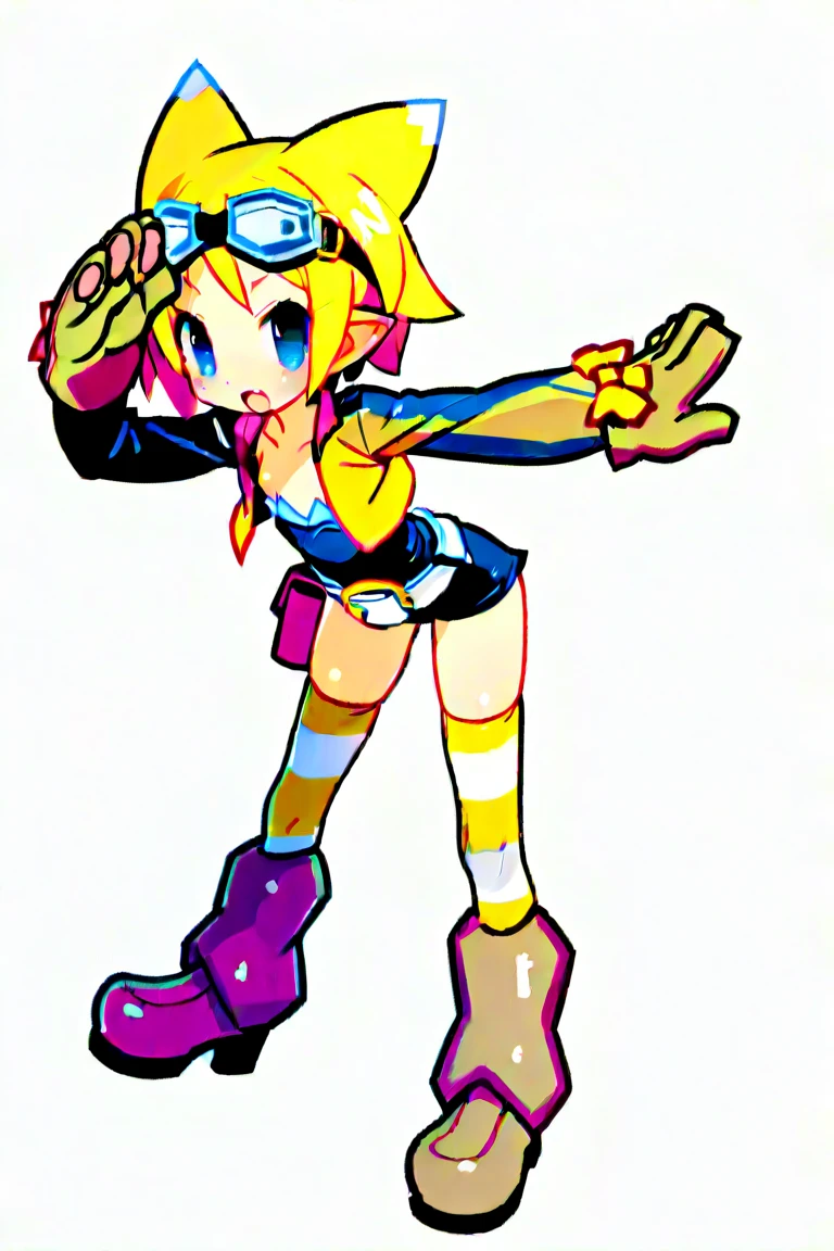 ((masterpiece, best quality)), 1girl, solo, Kiriko LeSserafim, upper body, short hair, brown eyes, multicolored hair, blue hair, yellow highlights, bangs, pink headwear, hair between eyes, (white off-shoulder shirt:1.5), ((gloves:1.5)), pointing to her face, fingerless gloves, hoop earrings, (white shirt:1.5), headphones around neck, thighhigh, white gloves, lace-up boots, boots, gloves, jacket around waist, thighhighs, breasts, headphones, standing, jewelry, bracelet, midriff, white crop top, cross-laced footwear single kneehigh, smile, earrings, jewelry, hat, looking at viewer, makeup, facepaint, facial mark, detached sleeves, lips, indoors, japanese house, hands on her face, portrait,