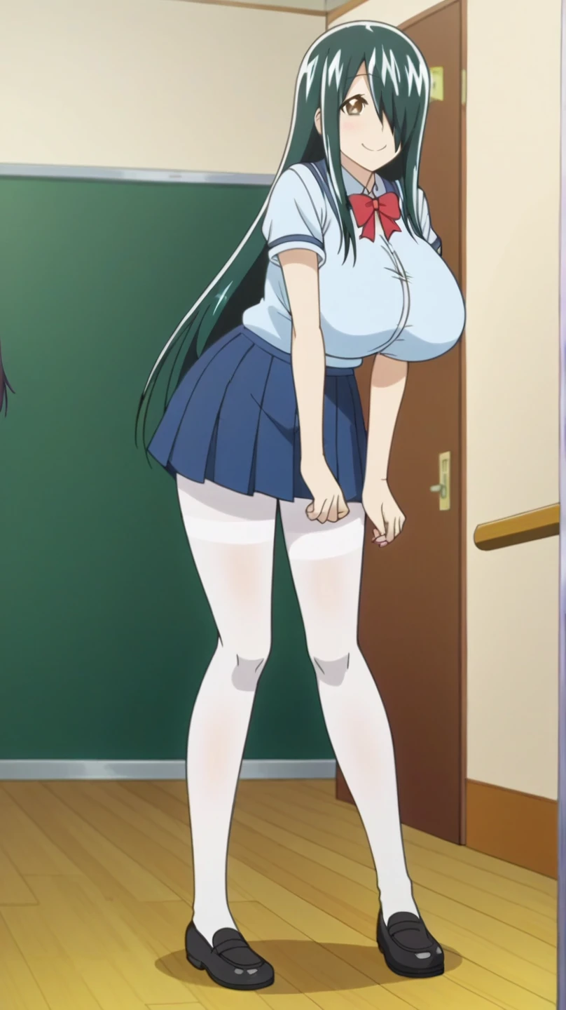 (masterpiece), best quality, Ultra Detailed, Perfect hands, Perfect legs, Delicate eye expression, 1 girl (gather_Yaori, Sexy, 丰满Sexy身材, Huge breasts(((Cleavage))))8k, Wide hips,  dark blue hair, Long hair, blue eyes(Empty eyes)), Expressionless,open mouth, solitary,  nude, whole body,maid(Black, mini skirt),maid headdress, skirt lift,  at midnight, 客厅Walk廊(hidden, Only candles are glowing), Walk,Sexy waist teasing,nude