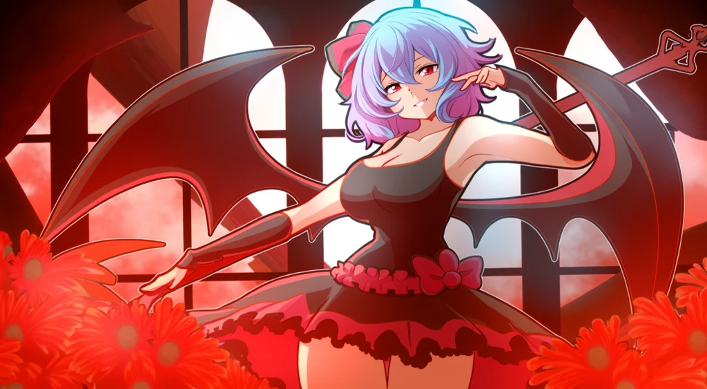 Create an anime girl with Squigly's hair and figure, but with a dark complexion. normal breasts, Put it in the heart of a bustling city, with tall buildings and bright lights. Your brown hair should stand out in this urban environment. Detail your facial expression and how you interact with the city's lively nightlife