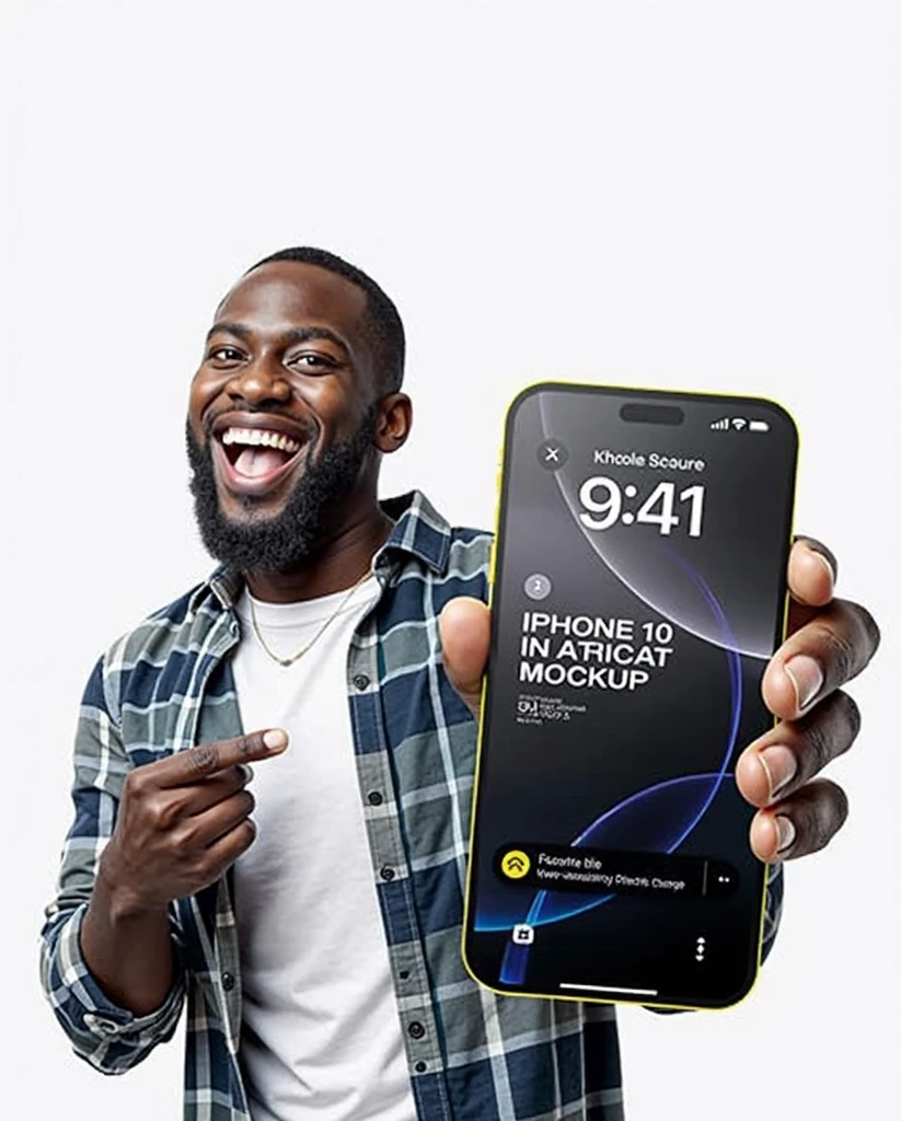 Man having fun using his cell phone, detailed hands, with 5 fingers each, black backdrop, the light from the cell phone reflects on the man's face.