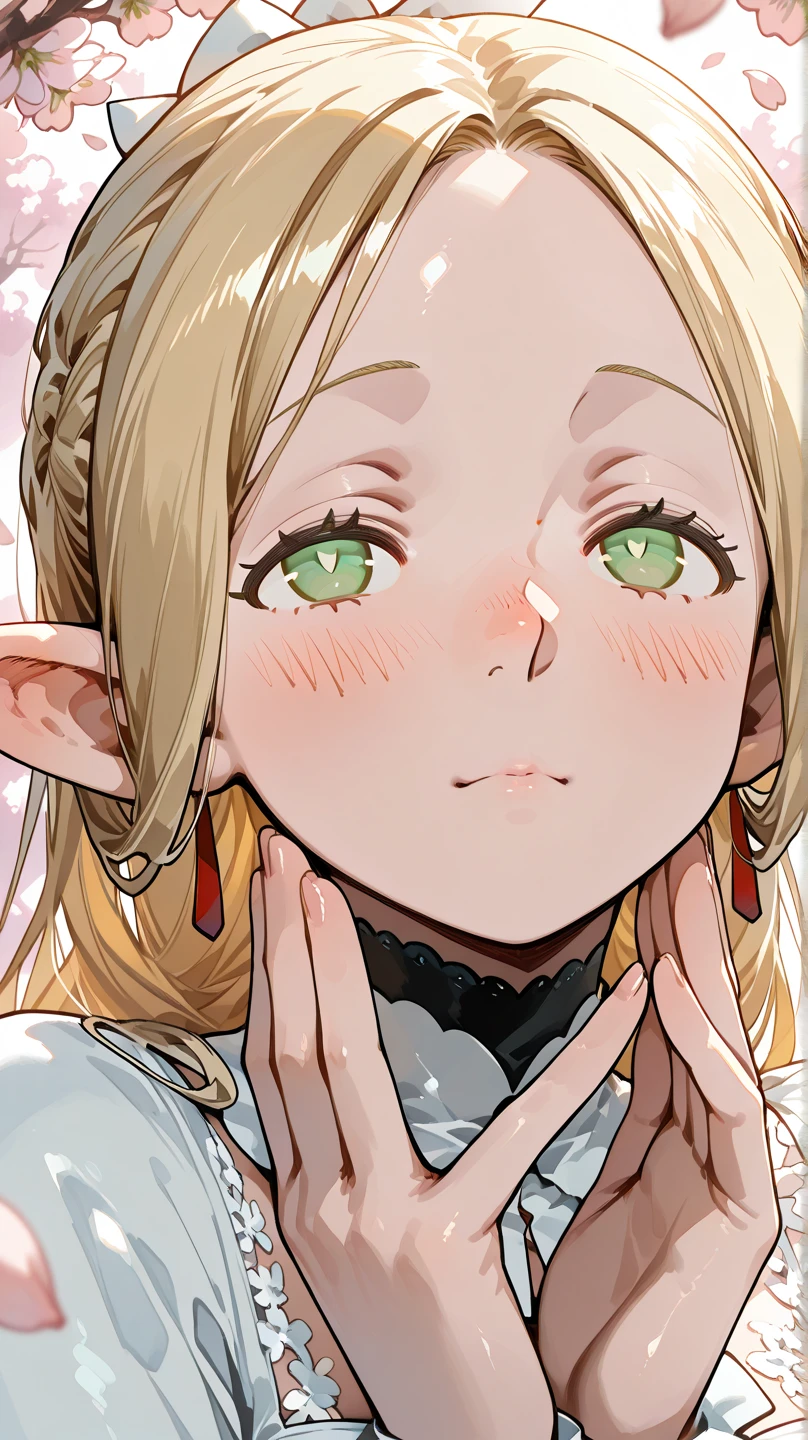 score_9, score_8_up, score_7_up, score_6_up, BREAK
1girl, serie, solo, blonde hair, yellow eyes, pointy ears, elf, half-closed eyes, BREAK
bare shoulders, jewelry, necklace, off shoulder, white dress,
closed mouth, collarbone, head rest, looking at viewer, portrait, ass up, arm support, hand on own face, BREAK
brown background, BREAK
score_9, score_8_up, score_7_up, score_6_up, score_5_up, score_4_up, anime