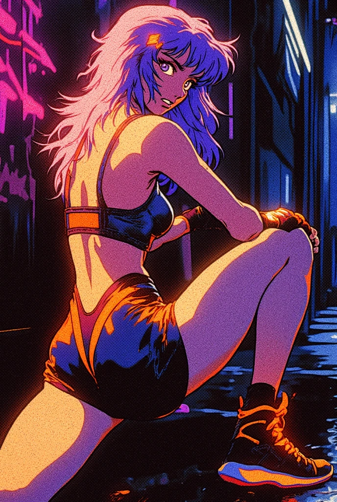 garota de anime, mostrando corpo inteiro, pernas, sedutora, linda, lolita, Capa do álbum Anime Phonk Brain Sick, musica, ondas sonoras, com cores preto neon