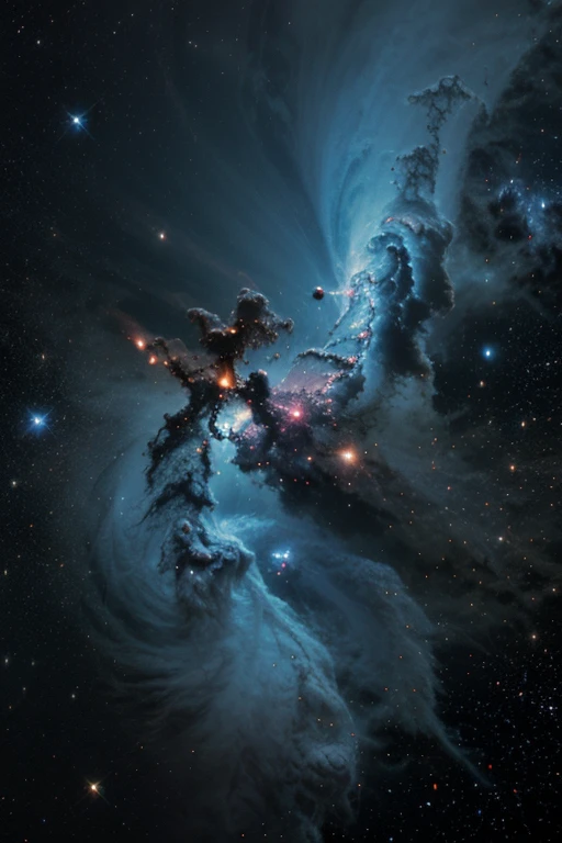 image of a galaxy with nebulae with predominantly blue colors