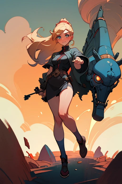 bimbo girl, warrior, in the desert, full body, concept art, huge breasts,