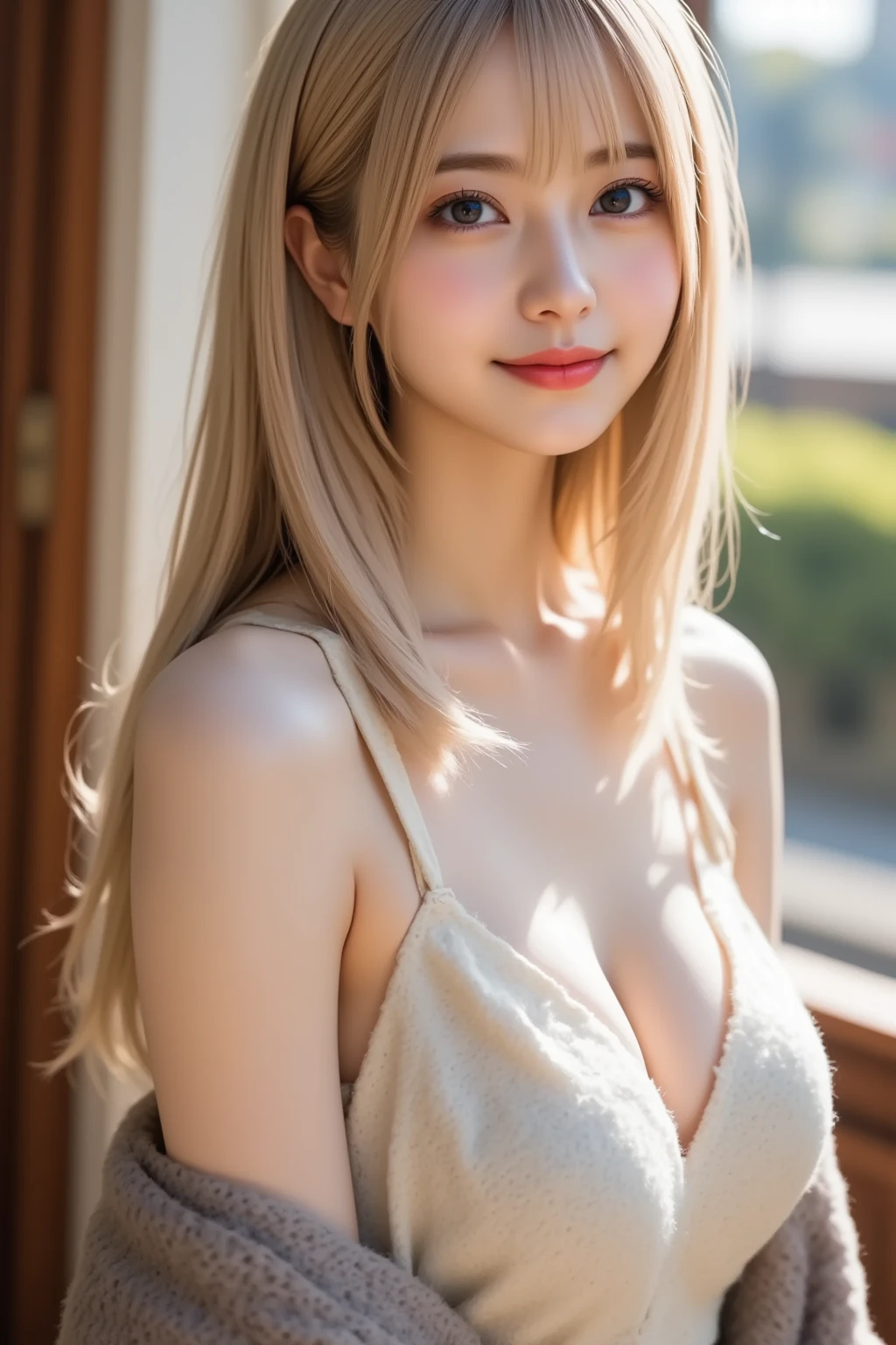 ((Beautiful blonde hair))、((Beautiful blonde hair))、One Girl、((Highest quality、8k、masterpiece))、Sharp focus:1.2、(Small fox ears)、Cute 17 year old girl with perfect figure:1.4、Slim Abs:1.2、((Dark brown hair))、street:1.2、Highly detailed face and skin texture、fine grain、((The chest is exposed))、double eyelid、(Shoulder Off)、Close-up of a woman in a kimono posing for a photo、Japanの女神、Japan人モデル、white、((Small breasts))、((Shrine maiden costume))、Japan、Drawing attractive anime girls、((Small breasts))、Cleavage