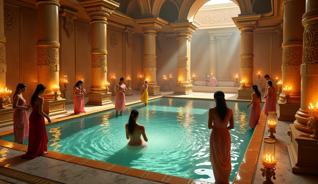  lor concept art, a roman bathhouse with women