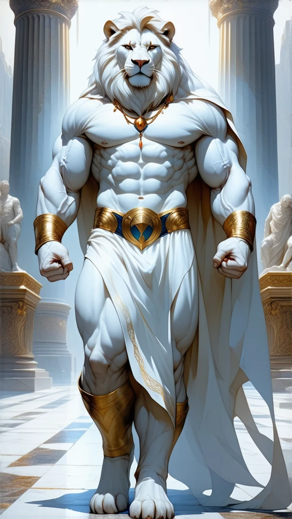 ((((Massive, tall, beautiful, buff, muscular brown skinned woman mage with white hair, ginormous bulky muscles, holding a ice mage staff and wearing a beautiful hooded white enchanted robe with long long skirt)))), (close-up view), vascular, massive muscle, massive biceps, hyper muscle shoulders, hyper muscle triceps, ((long straight hair)), blue eyes, (wearing an extremely intricate robes, magical robes), (white mage boots), smirk, white gauntlets, (in a dark snowy Mystical forest), evening, Vascular arms, hyper vascular arm, hyper muscles arms, hyper muscle legs, massive arms.