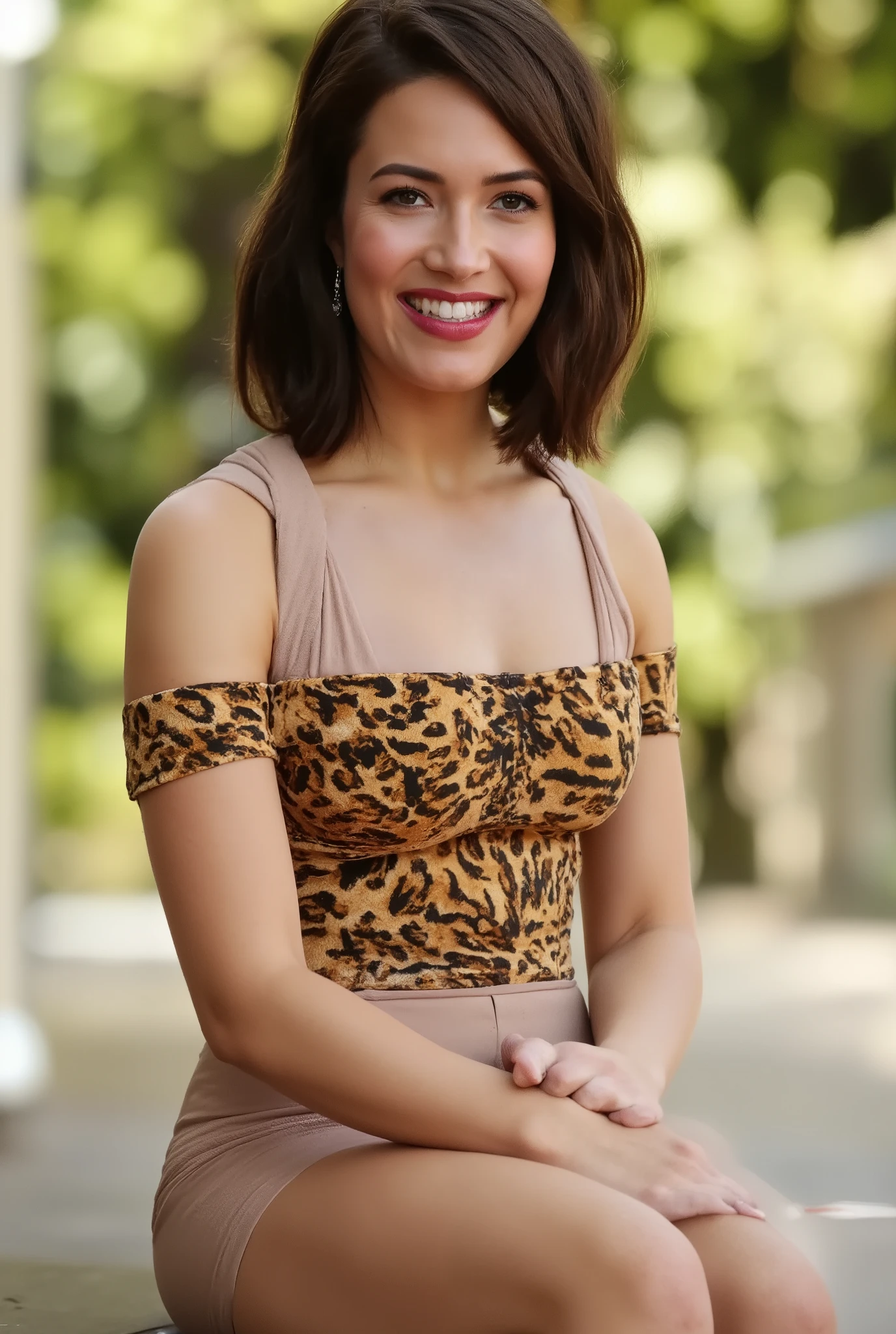 photo of  person  <lora:Sandrot-000004:0.8> (Best Quality, Masterpiece:1.2),Solo, Photorealistic, summer dress, deep cleavage , high resolution