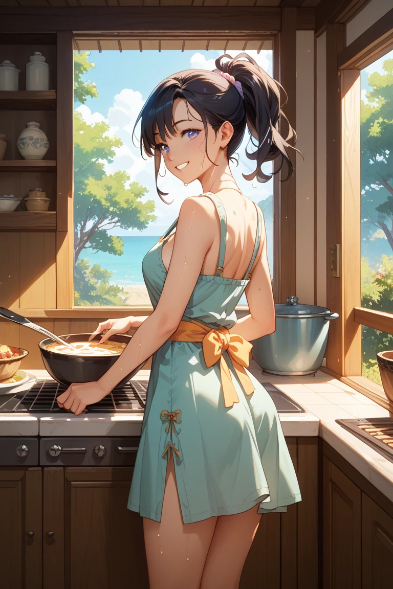 Build a tandoor oven Gal girl in micro bikini Wearing a bandana