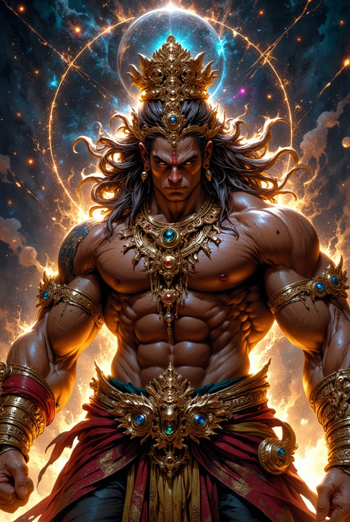 Indian god hanuman angry look and dark black golden palace front in hanuman handsome look god hanuman ultra hd picture