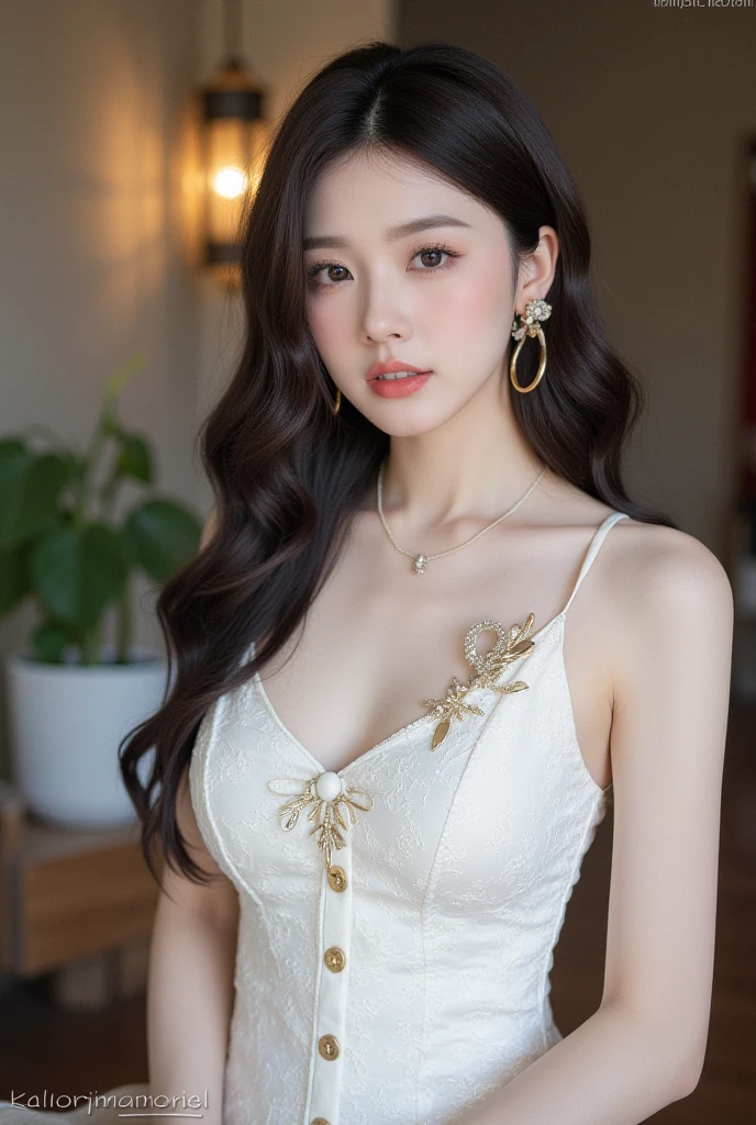 ((Masterpiece, Top image quality, high resolution、alone、shiny skin))(on the table, best quality, actual, super detailed, meticulous, high resolution, 8k wallpaper), Close-up portrait of a beautiful woman, Chariada, smiling, light brown messy hair, Perfect dynamic composition, 美丽meticulous的眼睛, Just like the cover of a fashion magazine, on campus