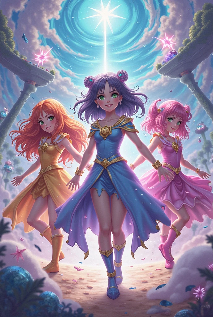 (fantastic world), a world full of wonder and magic, where anything is possible. The colors are bright and vivid, with a playful and whimsical feel. (Fairy tale characters) dance and play in the lush (forest) with (fluffy clouds) floating overhead. The scene is bathed in (warm, golden light) emanating from a (glowing sun) on the horizon. The overall effect is dreamy and enchanted, inviting the viewer to step into this magical realm.