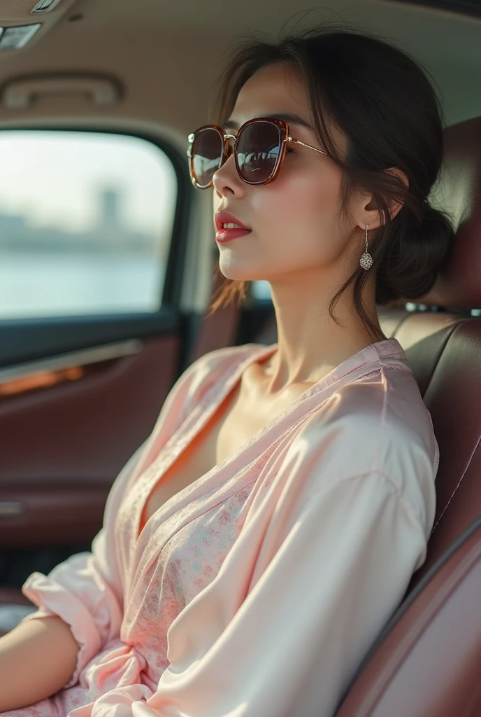 In the airliner, under the robe is underwear, only woman, masterpiece, 8k, delicate face, delicate skin, delicate eyes, delicate body, delicate hair, sexy, whole body, smile,