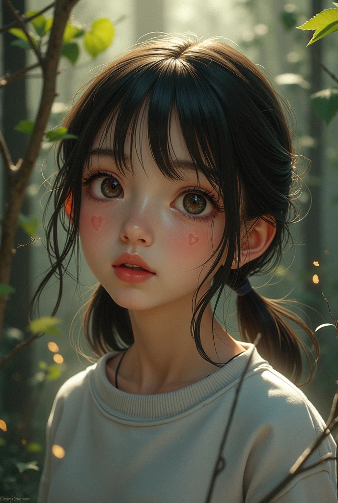 a cute chines girl in jungle