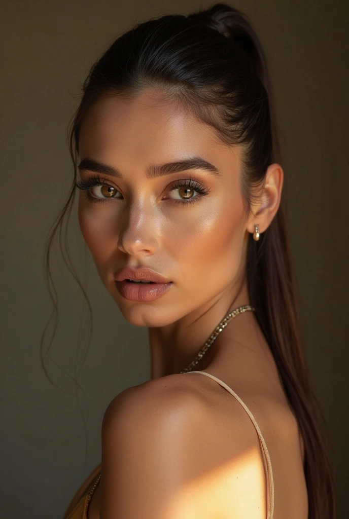 *Valeria was a woman of impressive height, 1.85m of pure elegance and presence. She had golden brown skin, with delicate freckles spread across her cheeks, which made her look mysterious. 
