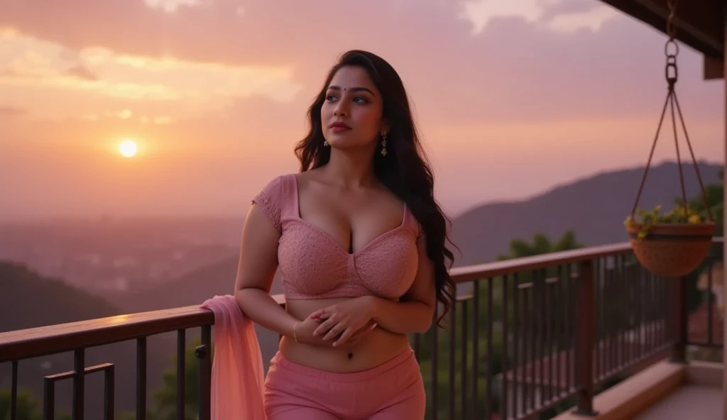 (masterpiece, best quality:1.2), ((((((solo)))))), ((((((1girl)))))), ((looking at camera)), hazel eyes, royal and lusty look, standing posing like a professional model for a photoshoot, ((((Huge Boobs)))), perfect composition and light, hyper realistic skin texture, super background decorations detailed, 8k, high quality, trending art, trending on art station, photo, intricate details, highly detailed, ((((Cropped Breast Wear)))), ((((Water Ride background)))), (((wearing a bright colour Saree with designs and patterns with sleeves))), (((((big sexy body shape))))), ((((Water Ride background behind her)))), (((Portrait Fashion Photo))), hair bobbles, wince, solid circle eyes, light smile, ear blush, fang, ccurate, makeup, hairband, braided long hair style, Surrealism, drop shadow, anaglyph, stereogram, tachi-e, pov, atmospheric perspective, glowing light, backlighting, ray tracing, image fill, anaglyph, stereogram, scanlines, speed lines, silhouette, vignetting, 8k, super detail, best quality