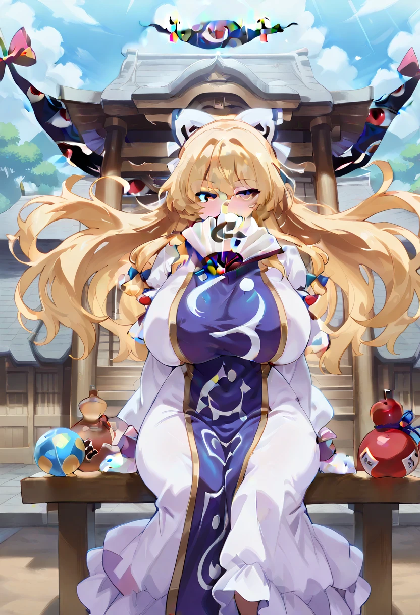 Highest quality, masterpiece, High resolution, detailed, Digital Art, Minerva VG, blue eyes, Blonde, Non-traditional Shrine Maiden, owl, (nsfw), japanese loincloth, (((Pubic hair is sticking out of the japanese loincloth))), ((blonde pubic hair(4.0))), blush, perfect female body, cleavage between breasts, light pink nipples, areola slip, ripped clothes into pieces, 