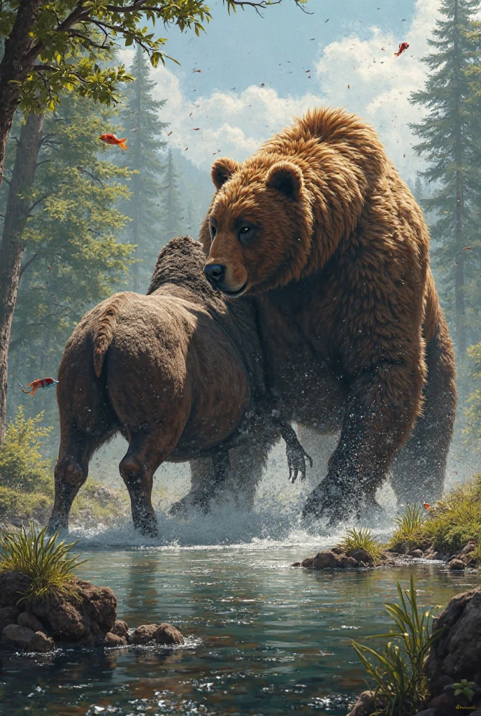 A hyper realistic, ultra detailed image, ((((((human lying on back, women, scat oral, vaginal scat)))))), ((((nude, side view, feral, women on feral bear, human head, bear pussy, bear tail, standing up, human women, duo))))), realistic, detailed background, (((((duo, bear pussy, women, feral bear, bear tail, standing up, excessive urine, scat on stomach, excessive anal scat)))))