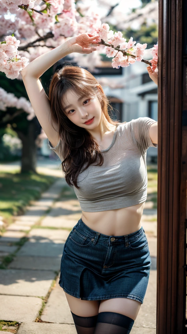 film photography, 1girl, sexy pose,(( gym uniform,breasts slit, navel)), seductive smile, medium breast, full body, drunk blush:1.5, wavy shoulder-length hair, serene, calm, (realistic detailed eyes, natural skin texture, realistic face details), soft dramatic lighting, depth of field, bokeh, vibrant details, finely detailed, hyperrealistic