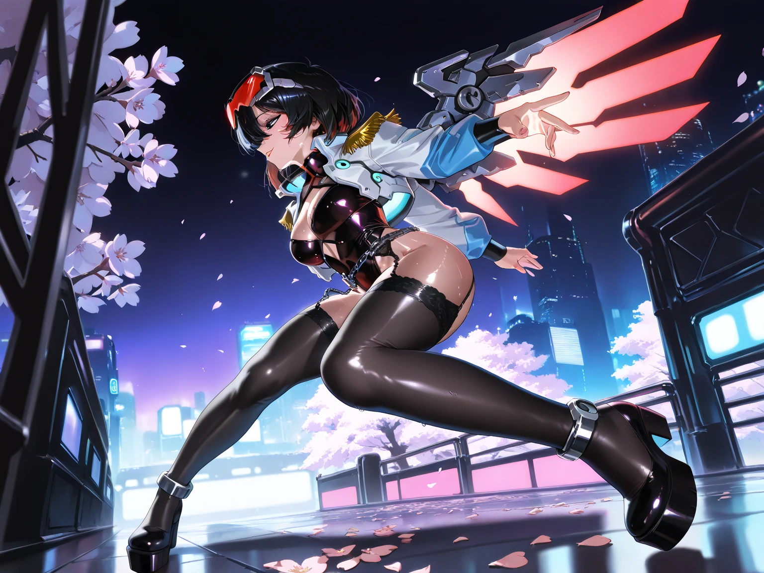 (BESTquality:1.2),(Super Resolution),(1 person),(Cute Women),Jumping from a high place,(Angle from directly below:1.2),(Frilled Skirt:1.2),(Skirt lift:1.2)(Full body:1.2),(Petite body:1.2),(Tattoo on the inside of the thigh:1.2),(High twin tail hair:1.2),(garter belt),(Pink Panties:1.2),(｛　cureHAPPY:1.5　｝),(Pink hair:1.2),(Shiny knee socks:1.2),(Jump in a dynamic pose with your knees wide apart:1.2),(Belly button exposed:1.2),