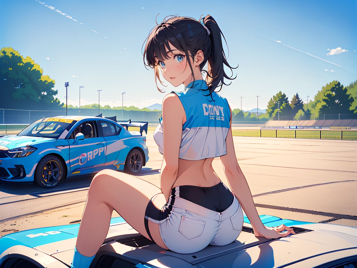 Anime girl wearing white shorts leaning on cat ear car, seductive anime girl, Beautiful charming anime woman, charming cat girl, beautiful anime cat girl, Beautiful anime girl squatting, guweiz, very beautiful anime cat girl, Gurwitz Masterpiece, Very detailed artgerm, Smooth anime CG art, Attractive anime girl, anime cat girl
