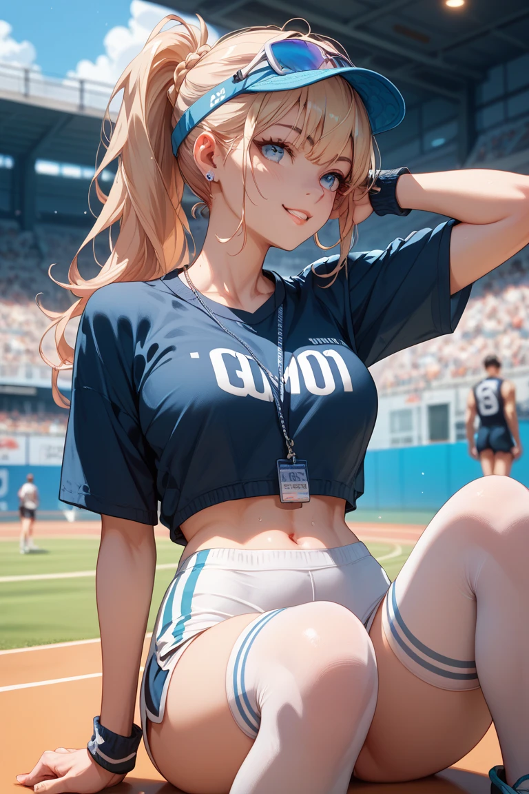 (table top:1.5)、(highest quality:1.5)、(16k wallpaper:1.2)、(Photoreal:1.2)、(super detailed:1.2)、(超A high resolution:1.2)、(Highly detailed and realistic skin:1.2)、(Intense sex surrounded by many men:1.5)、(with legs spread:1.2)、(On the mat in the school gym)、18 year old cheerleader、Very detailed and beautiful sharp eyes、Powerful and beautiful eyeshadow、(woman with slender figure:1.25)、natural color lip、(long blonde high ponytail covering one eye)、(white sleeveless cheerleading shirt:1.3)、(Ahegao:1.3)、(orgasm:1.3)、(A large amount of sperm overflowing:1.2)、(teal cheerleading cream:1.2)、(trembling:1.3)、focus on vagina