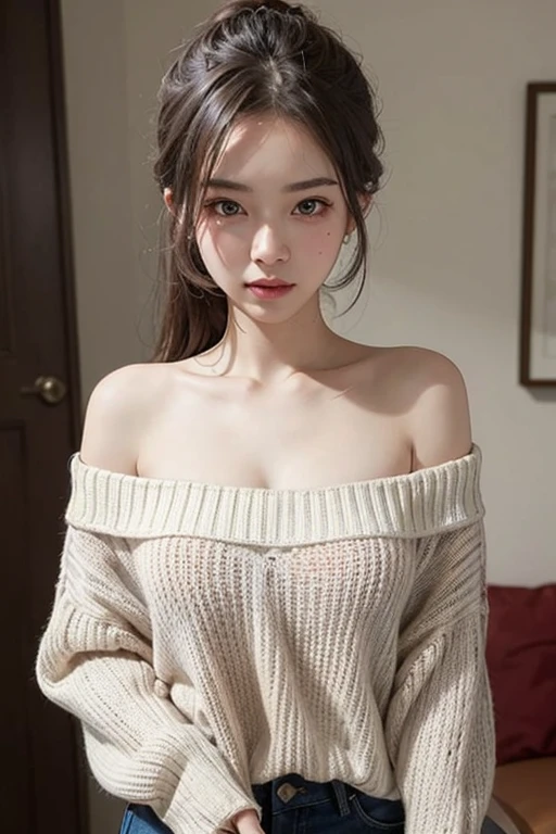 Highest Quality, masterpiece, unbelievably beautiful, very delicate 8k wallpaper,aran sweater