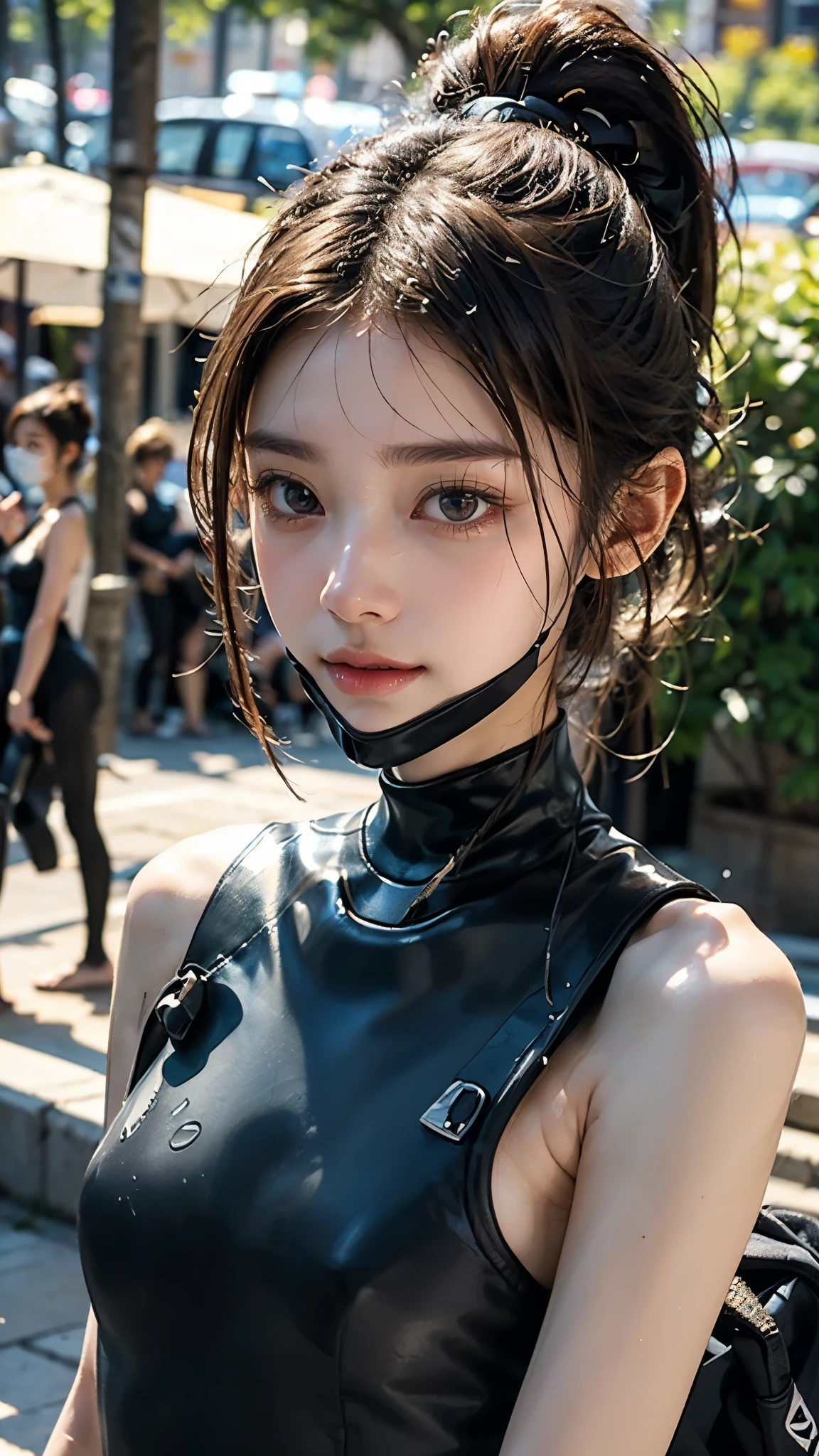 (Ultra detailed), (masterpiece), (best quality), (very detailed CG unit 8k wallpaper), shirt, pleated skirt , exploring abandoned city, following the road, polluted, abandoned, (green sky), neglected, dawn, concept art, (small growths of tiny shiny fungi, roots, spores, polluted air), (greenish sky), dark, post-apocalypse, cinematic, highly detailed, stylized wallpaper, ???????