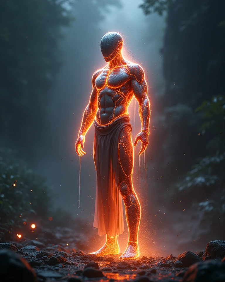 There is a title word "F.Q Hero" written in the center of the logo, ((classical, green, wild, rustic, forest, jungle, plants, fire, thunder, blast, fantasy, strong, realistic, 8k ultra HD, technology, nano tech, silver, white, crystal clear, 3D, mythology, Sci-Fi, cool, Storm, Winter, rainy,)) title word "F.Q Hero"