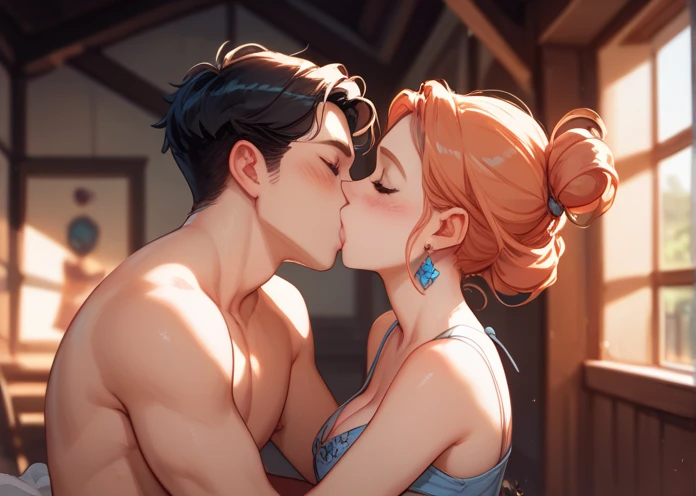 ((Top Quality)), ((Masterpiece)), (Natural), an old man and a naked gorgeous girl, having sex