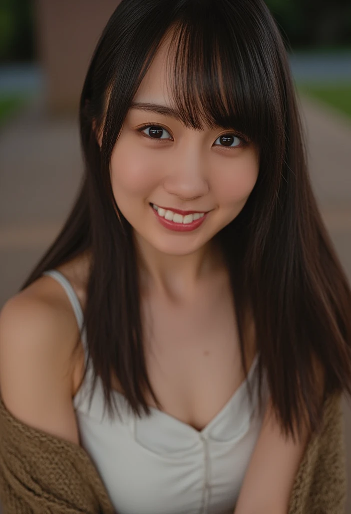 a woman,1 girl,black hair, hair bobbles, longeyelashes, solid circle eyes, light smile, mole under eye, piercing, light smile, shy, puckered lips, Surrealism, drop shadow, stereogram, ass pov, atmospheric perspective, depth of field, first-person view, f/1.8, 8K, super detail, ccurate, best quality, highres, best quality,full body,professional lighting,Cleavage