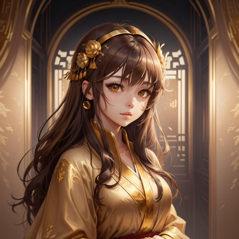 gustav Klimt the lady in gold, Thai princess, golden Thai traditional dress, modestly dressed royal honor, art by Gustav klimt