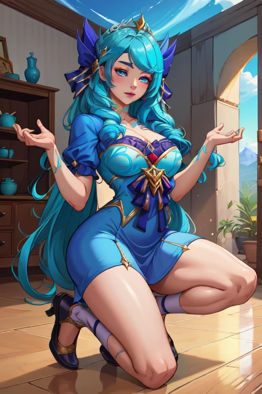 Lian, light blue hair, hair stick,bangs,blue eyes, solo, smiling, standing, upper body, hips, bare shoulders,purple thighhighs,red dress, gold jewelry,armor,gloves,circlet, cleavage, red and gold royal castle, gigantic breasts, (best quality, masterpiece, beautiful and aesthetic:1.2, highest detailed face, perfect face,) eyes, perfect face,expressive eyes,
looking at viewer, in the center of the image,(Upper_body),(Focus on her face),
official art,extremely detailed CG unity 8k wallpaper, perfect lighting,Colorful, Bright_Front_face_Lighting,shiny skin,
(masterpiece:1.0),(best_quality:1.0), ultra high res,4K,ultra-detailed