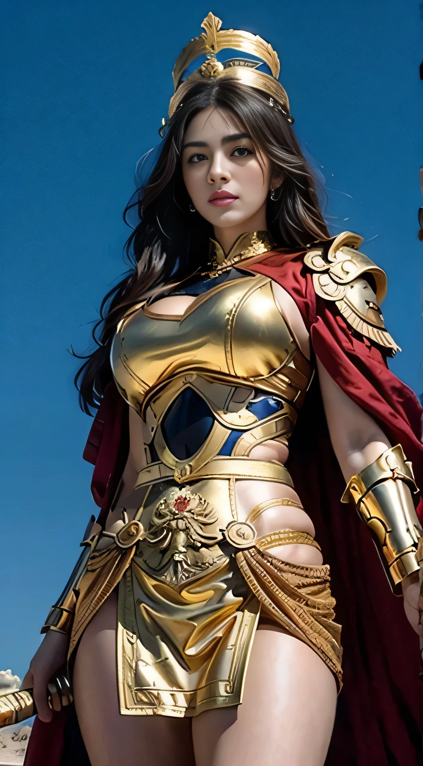 (masterpiece, best quality : 1.2), high resolution, (Practical), The center of the dark castle, girl in shining armor, Shining full armor, Full armor, Gold and white armor, Beauty breasts , Transcendental Consciousness, Glowing Rune, Shining Halo, brightness, brightness