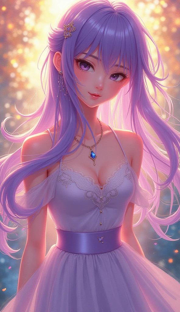 one American girl, long soft wavy light purple lilac hair, looking back at viewer, pov from behind, wearing super tight skirt, upskirt, black thong panties, plain background, bright green eyes, zoomed in++, pov from below, plump lips, closed smile, soft muscles, large ass, close up of ass