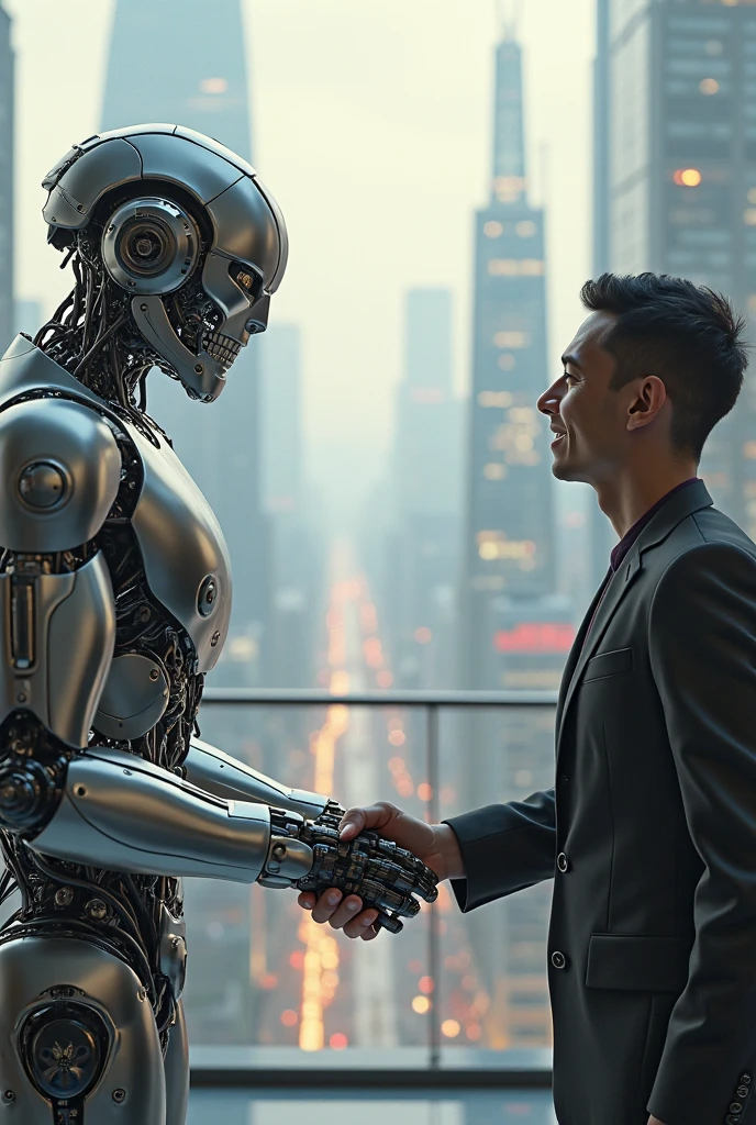 (photorealism:1.2), AI Vs Man (2D) (I need this picture for writing a newspaper article on the same topic)