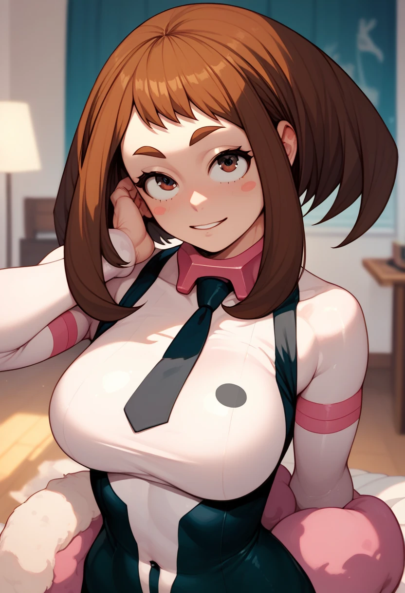 Realistic Ochako uraraka. busty busto 350cm ((mejor calidad)), ((obra maestra)), (detallado), cara perfecta