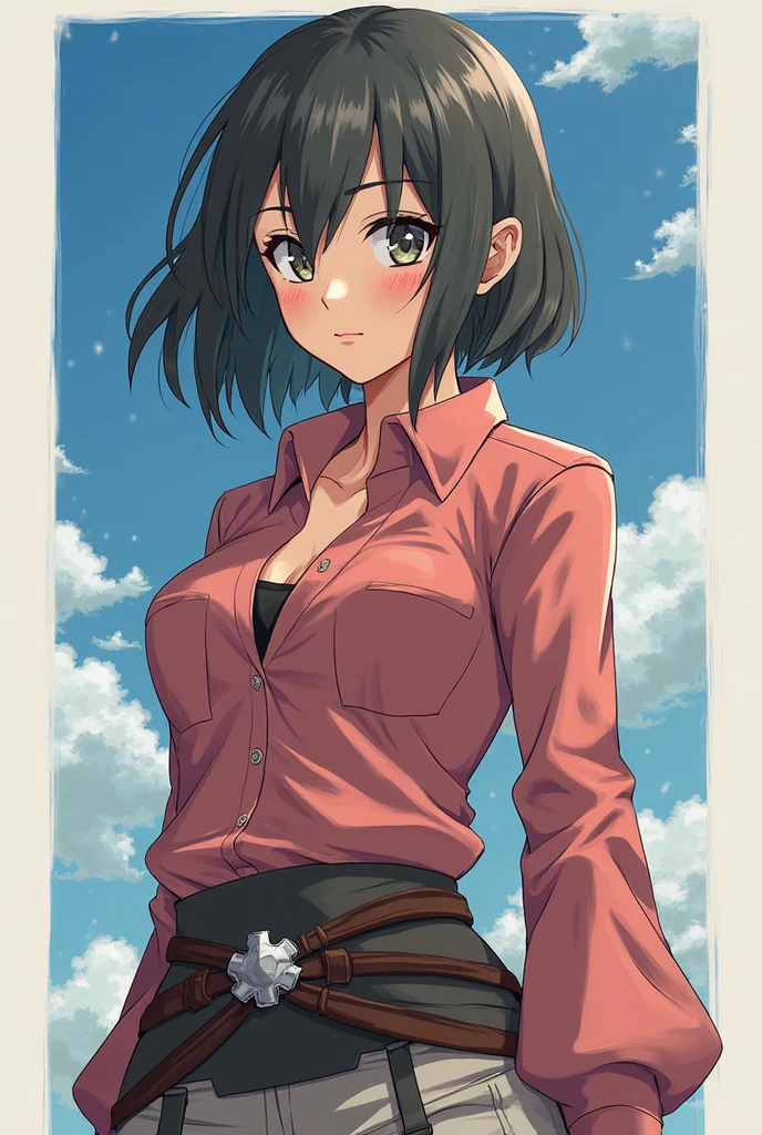 photo of mlp Meowko, RAW, beautiful woman, ((portrait)), ((detailed face:1.2)), ((anime face, anime facial feature, clear skin, glossy anime lips, clear skin), (short messy lesbian haircut, brunette: 1.55), (perfect proportioned body, Strong, muscular, narrow waist, narrow hips, skinny, large breasts), (she wears very torn shirt and denim shorts, shirt in tatters, sweating through, sun rising, Nice warm colors: 1.22), (detailed mountainous background:1.1), valley, overlooking waterfall, (realistic photo, best quality, detailed), (8k wallpaper), (cinematic lighting, beautiful light, (sunset:1.3)) (sharp focus, intricate)