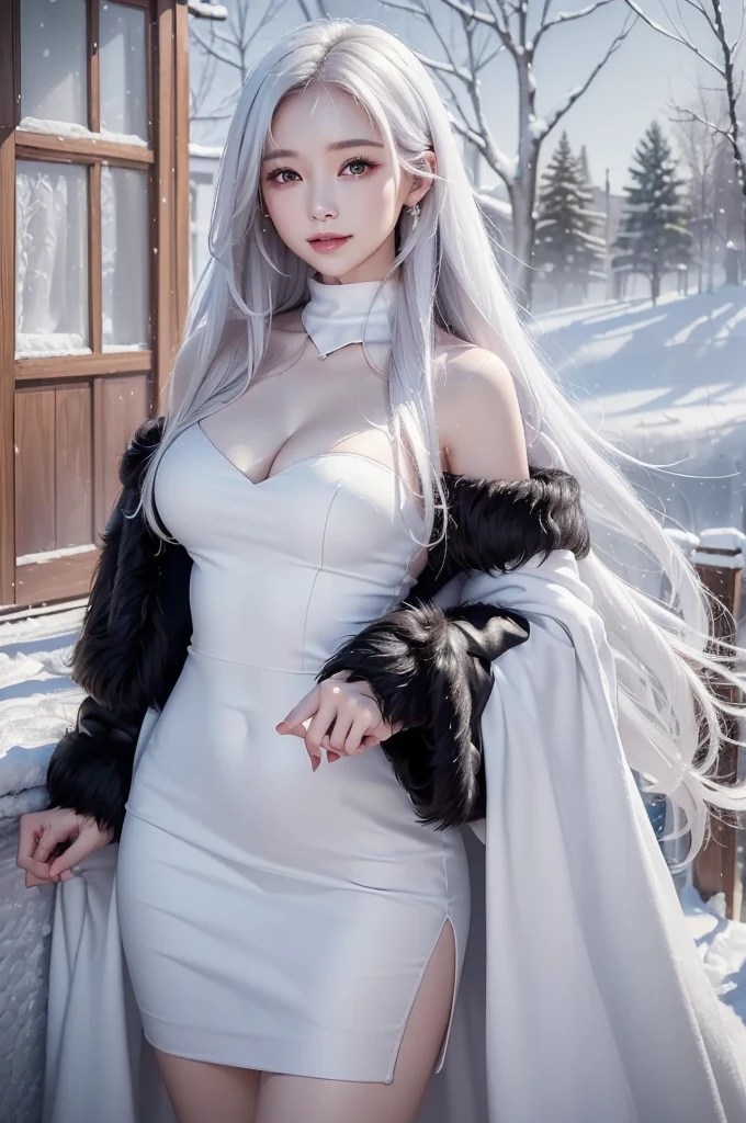 Adventurer's outfit with armor, leather long boots, leather shorts, in the forest, best quality, long hair white, standing, looking directly to the camera, 4k photography, detailed everything, cinematic picture, girl, best face, beautiful. White snow hair. Red colour eyes. Low platform boots. very beautiful doll-like appearance with delicate facial features. With long silver-white hair, wide-open bright red eyes, snow-white, porcelain skin, lush, long black eyelashes, pink, plump lips, snow-white skin, a straight, neat nose. Figure: Slender, fragile and delicate hourglass figure (she has fragile, narrow shoulders and a thin waist, an elastic butt and medium, firm breasts with long, slender legs). Height: 170cm. Forest. In the forest. Summer atmosphere.