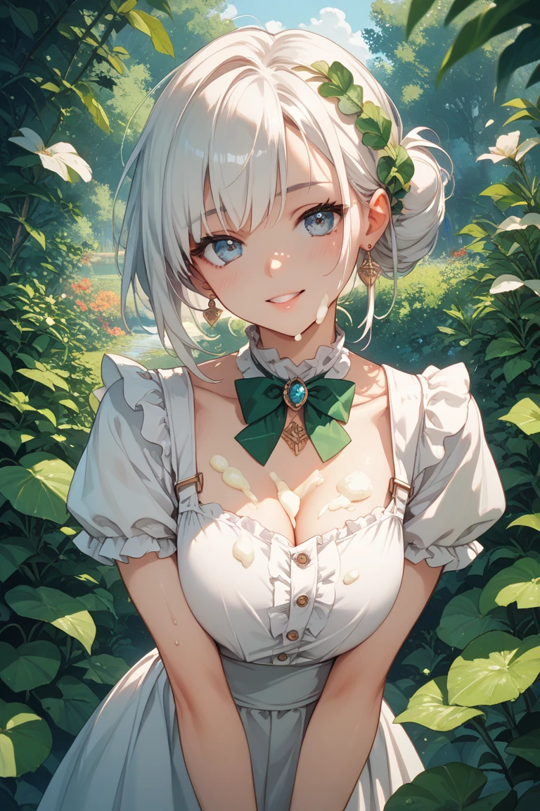 Absurd, Ultra-detailed,Bright colors, Very beautiful and detailed anime faces and eyes, View from the front, ;is, Shiny_skin,Age 25, , (A stylish bra can be seen through the sheer white bra 、Black socks、Checked skirt)、short hair, , Asymmetrical bangs, Blonde hair in short pigtails, Shiny Hair, iselicate beautiful face, blush、(iseep Blue Eyes:1.3)、evening、There are many rice fields, Lots of fields、Big Sunset、Orange View、Small Necklace、