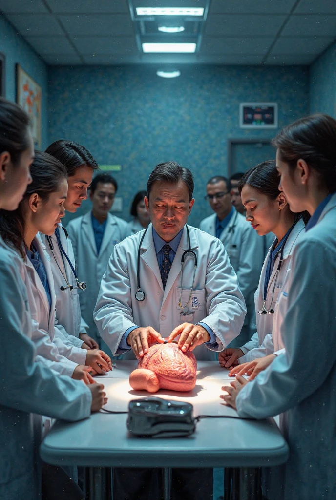 Medical students dissecting a corpse