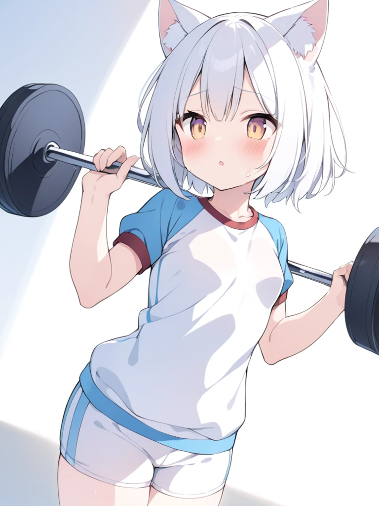 (masterpiece, best quality),  intricate details,
 1girl,    <lora:gawr_gura:0.8> gawr gura, gray hair, hair ornaments,two side up, streaked hair,blue eyes
small breasts, blue hoodie, 
lifting weighs, barbell, indoors,  bathroom, squatting over toilet, toilet, weights,