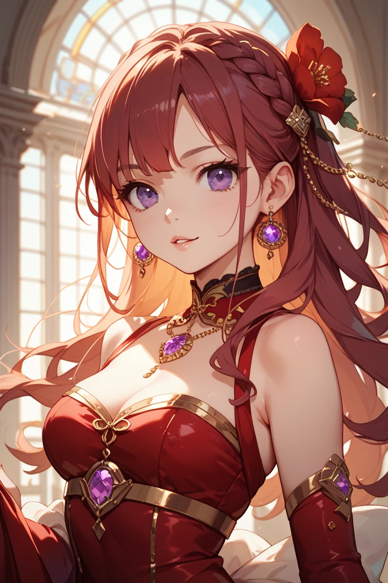 Golden Heart has a medium skin tone with wine red hair & pink ending just above her ankles, on top of her head she has two braided buns, each tied with a blue elastic, her makeup is quite simple, with her eye makeup consisting of gold and pink lines. Her lips are dusty pink.
Golden Heart wears only gold accessories, her buns are decorated with charms she likely made herself, each bun having a charm of a heart and triangle in it. The heart has the word "Yassss" on it while the triangle reads "Queen", both are written in cursive. SPARKLE; GLITTER