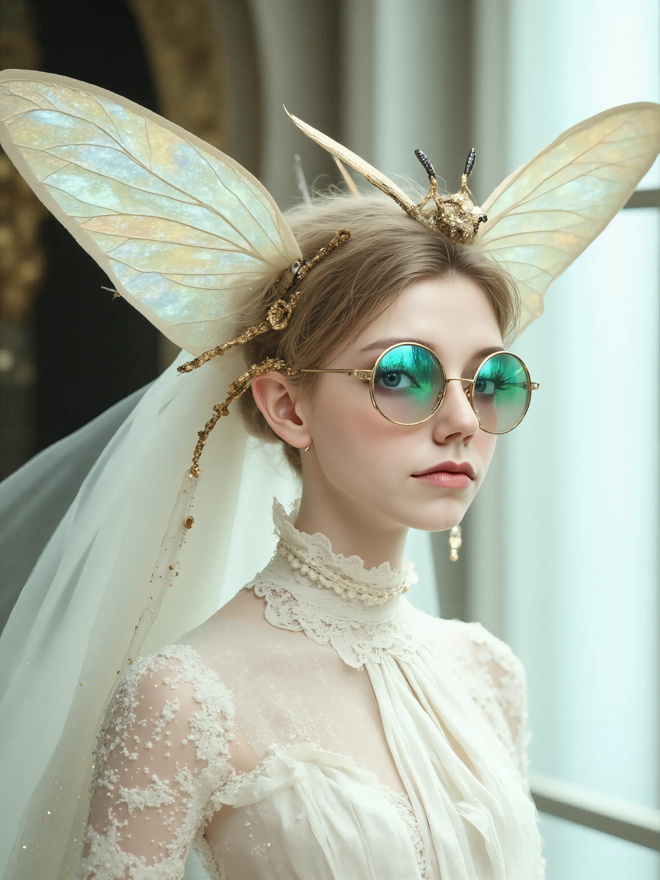 昆虫头饰的女孩